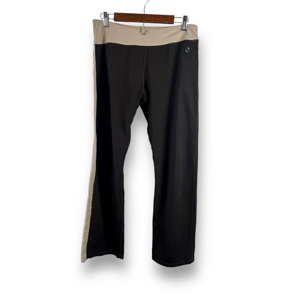 Zen 101 Women's M Flare Leg Yoga Pants Brown Tan Track Stripe Y2K Workout Lounge